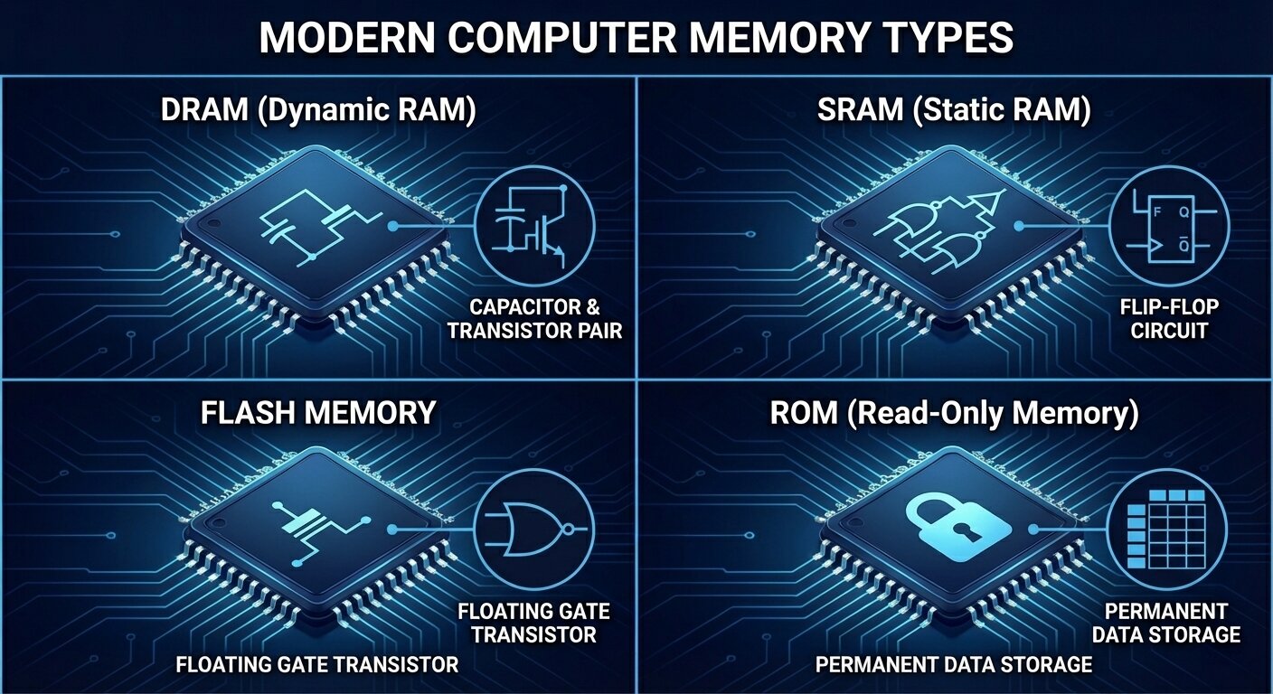 The Hidden Architecture of Modern Memory: How ROM, DRAM, and Flash Shape Every Device